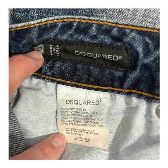 Dsquared2 Straight Leg Cropped Blue Denim Jeans Size 27 - Picture 10 of 13